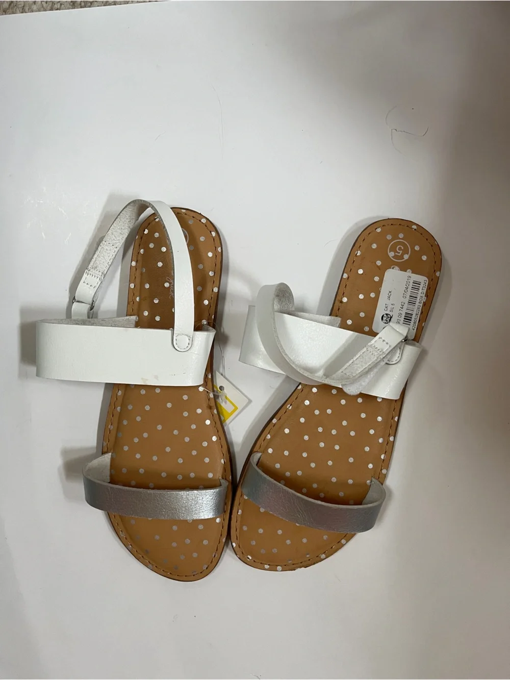Cat & Jack White and Silver Girls' Polka Dot Sandals